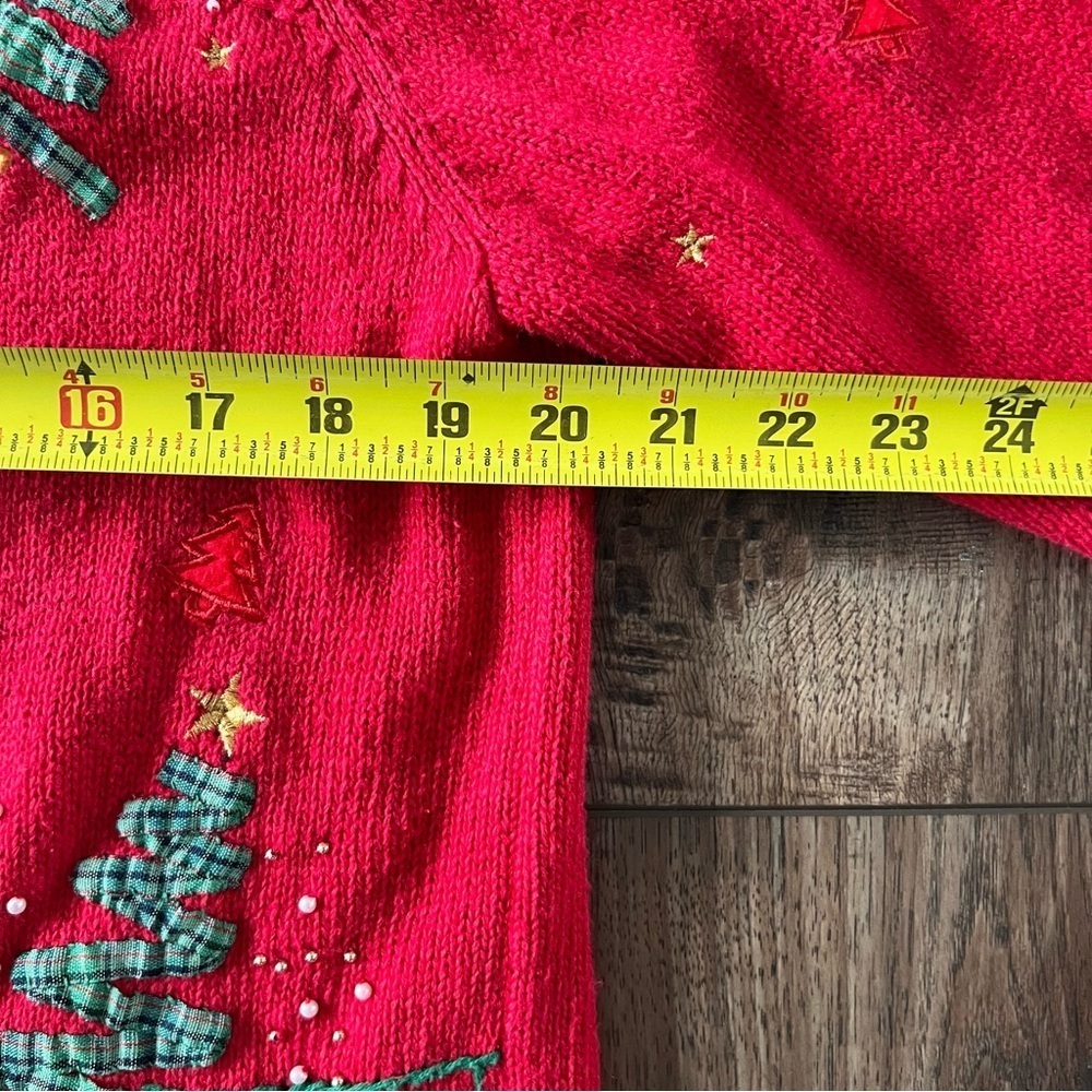 Vintage Studio Chrosmas Cardigan Sweater Womens Red Beaded Size Medium - Picture 5 of 10